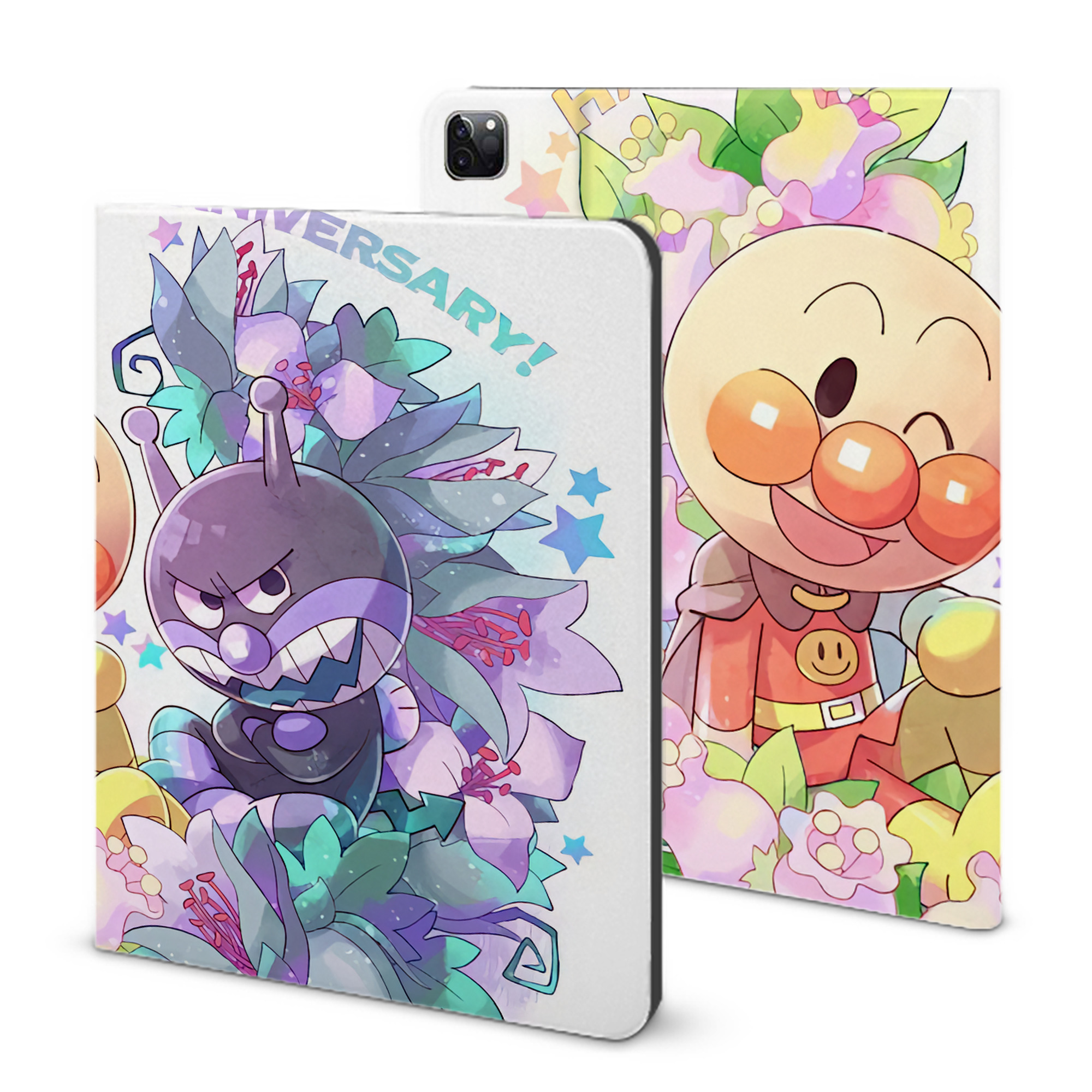 （画像用） アンパンマン Anpanman IPad ケース ブック型 PUレザー TPU 耐衝撃 軽量 薄型 ペン収納なし 全面保護 IPad 各モデル対応